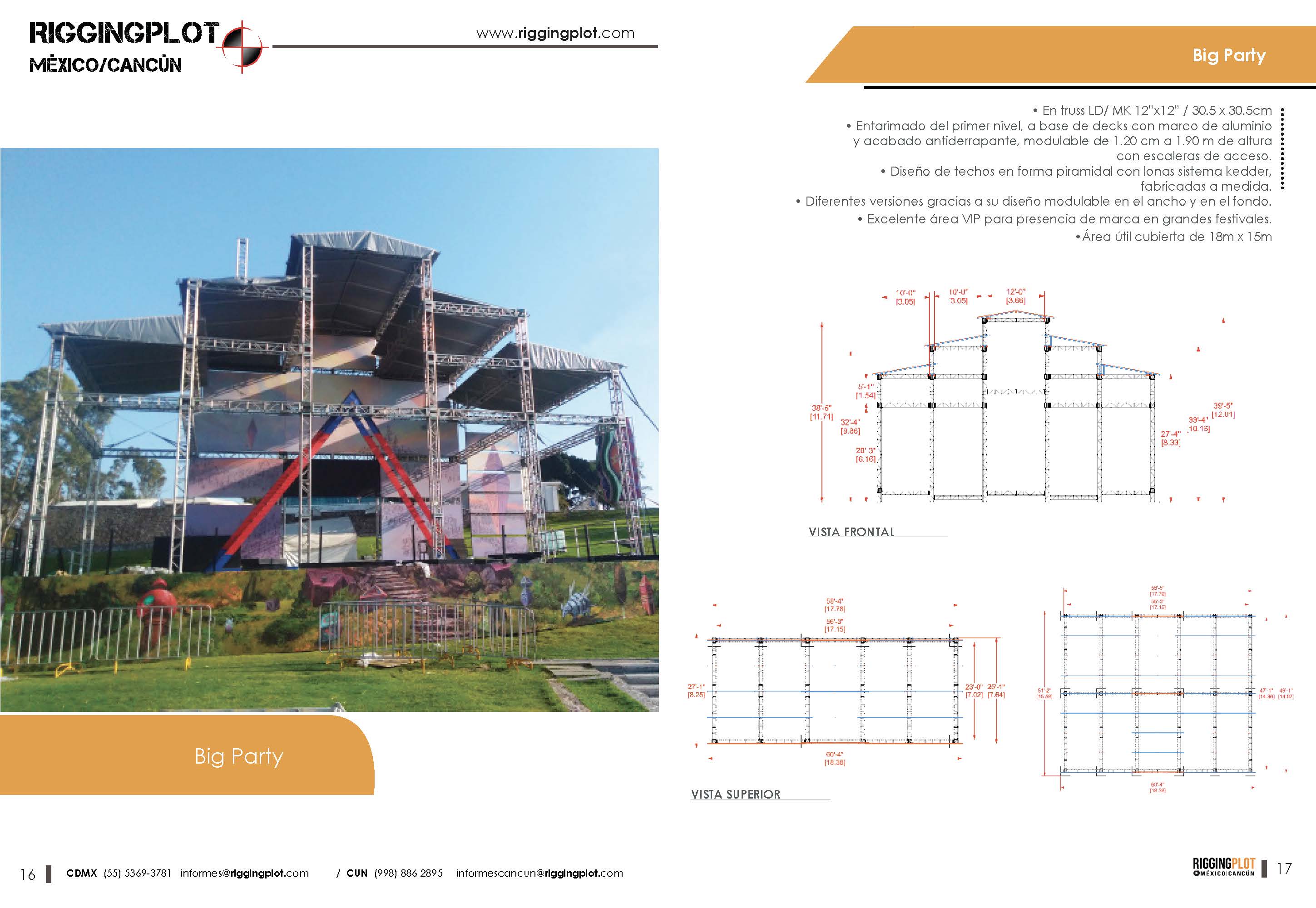 FICHA TÉCNICA DE HOSPITALITY DIAMANTE, EN TRUSSES MK CON CANTILIVER