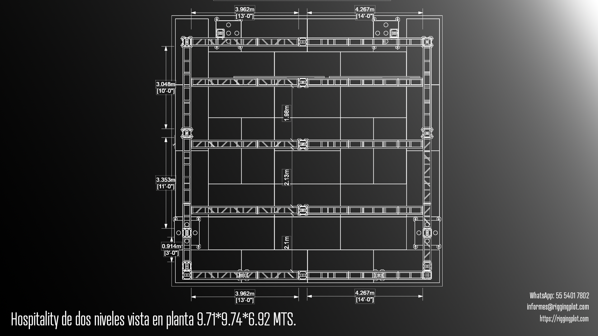 FICHA TÉCNICA HOSPITALITY MD DE 2 NIVELES 9.75X9.71MTS México